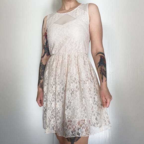 ModCloth Lace Mesh Fitted Sleeveless Dress - Picture 1 of 6